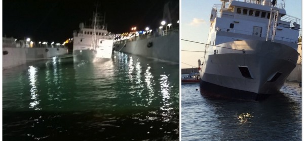 Nave si inclina in bacino Livorno