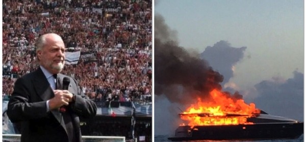 yacht di De Laurentis in fiamme a Napoli