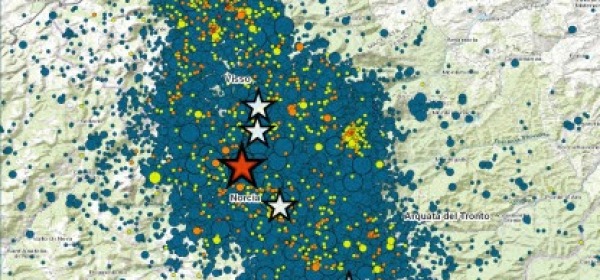 INGV: mappa sequenza sismica Italia Centrale dal 24 agosto
