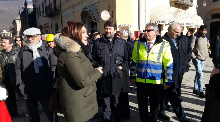 Dario Franceschini in visita a Norcia - foto da twitter